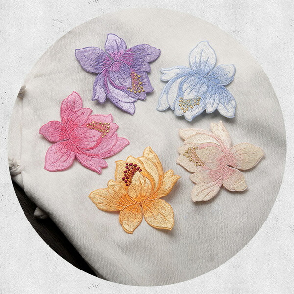 楽天市場】全10色 #8 蓮 ハス フラワー 花 ワッペン 刺繍 アップリケ