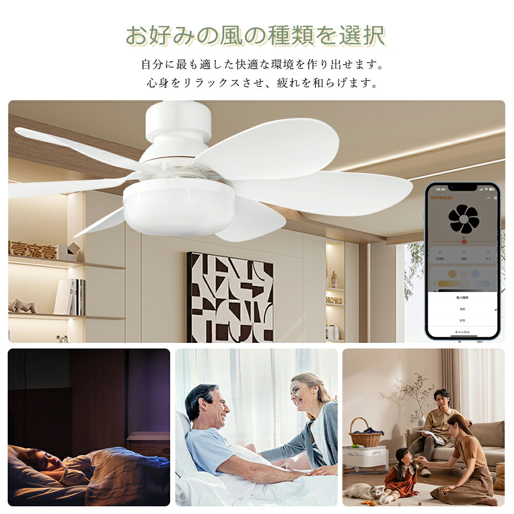 楽天市場】シーリングファンライト 調光調色 風量調節 スマホ操作