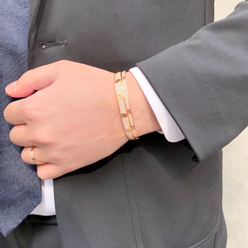 仕上済】カルティエ ラブブレス #18 新型 PG ダイヤ 18 K18PG メンズ