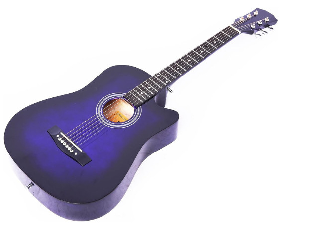 新品弦 軽量 初心者 ビギナー向け アコースティックギター ブルー 青