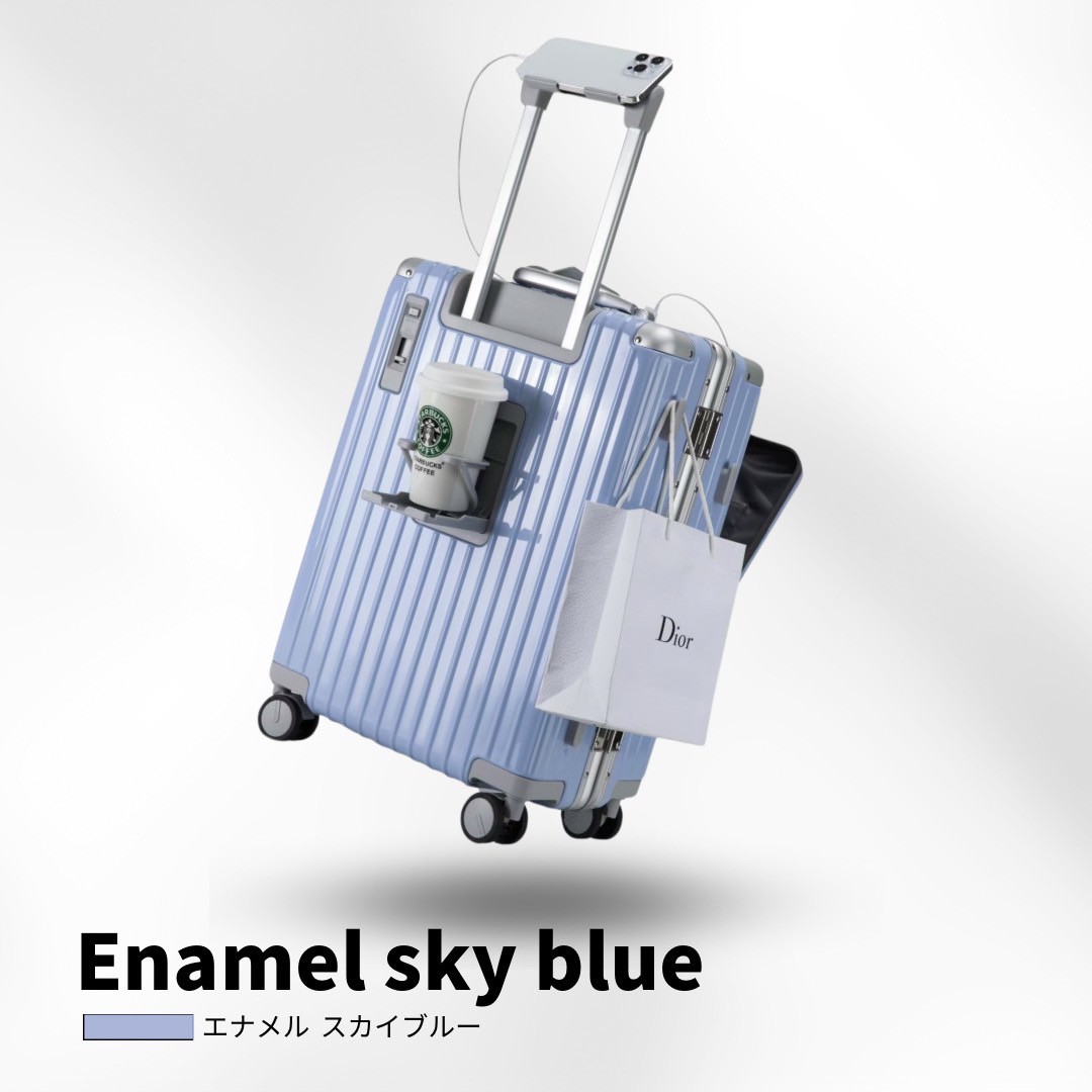 3000円オフ！リベティ多機能キャリーケース【エナメルシルバーSサイズ