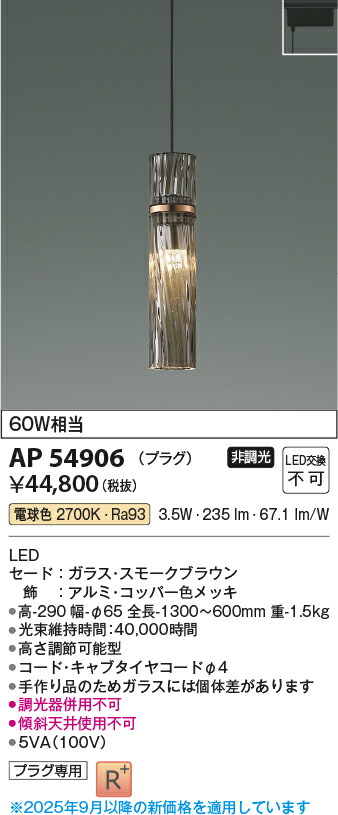 AP 54866 ペンダントライト (プラグ型) コイズミ照明 ペンダントライト