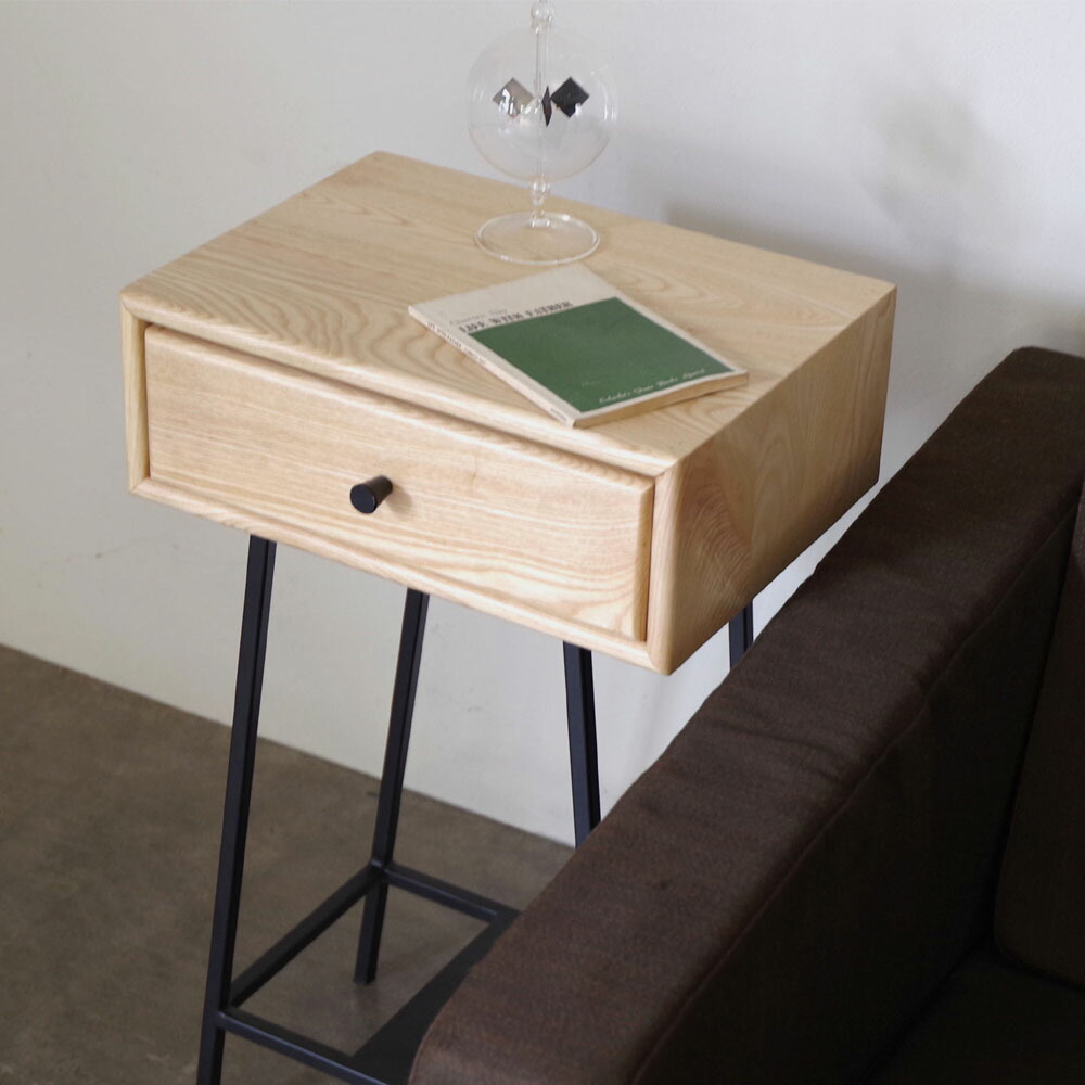 楽天市場】サイドテーブル ナイトテーブル 天然木 無垢材 省スペース