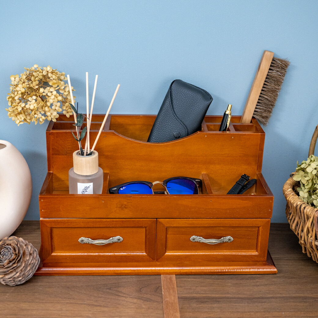 楽天市場】ヴィンテージ 木製 大容量 ジュエリーボックス コスメ