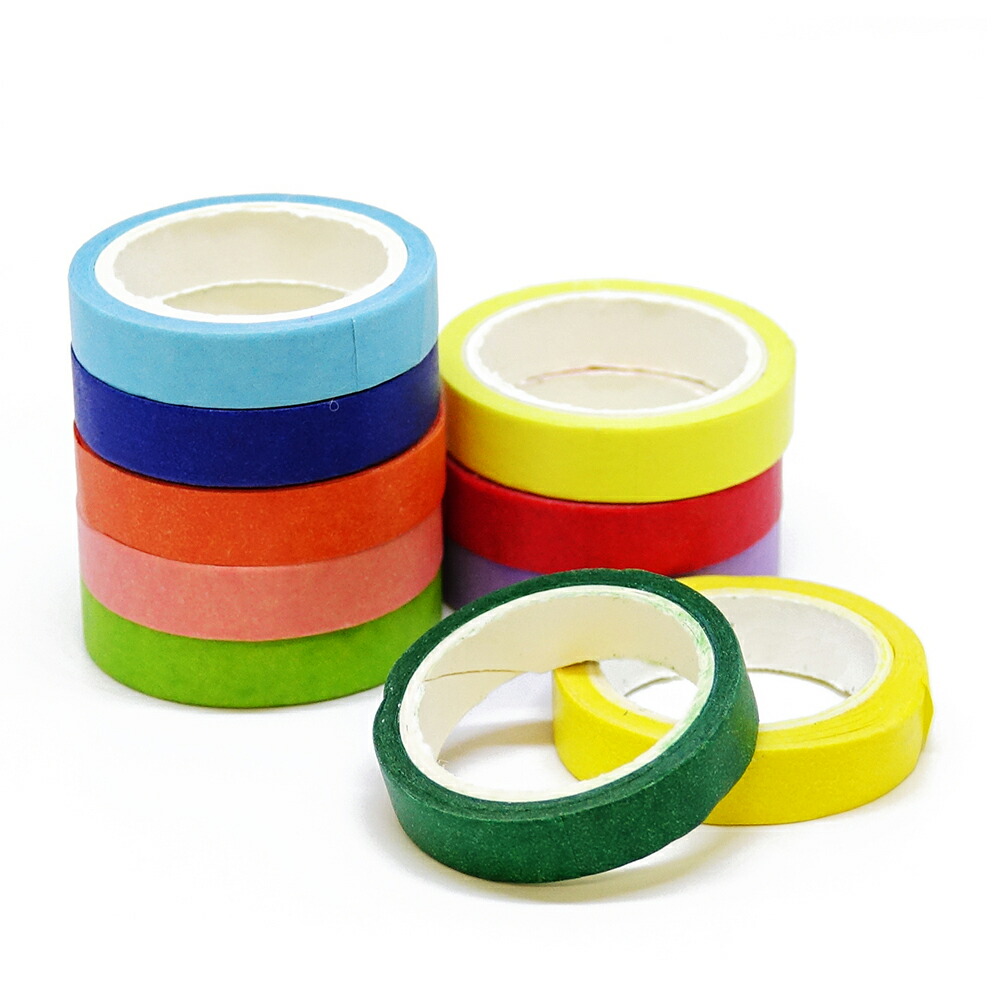 楽天市場】【10巻セット】カラフルマスキングテープ キャンディー