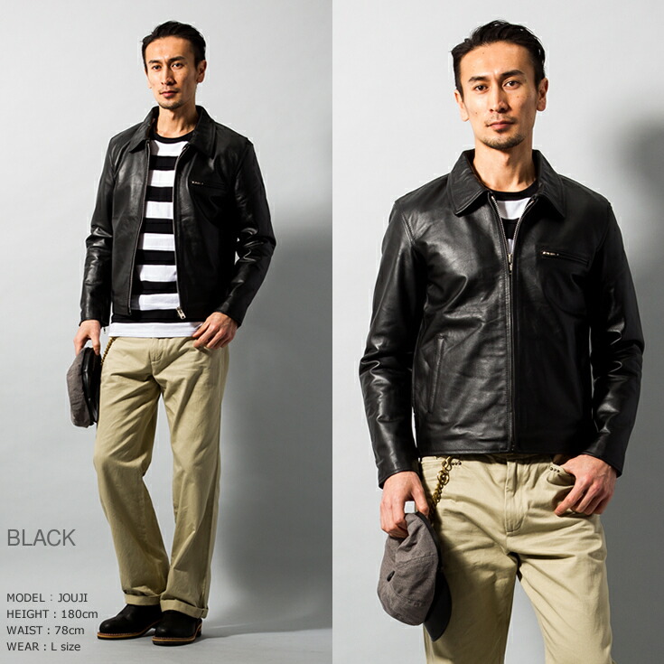 楽天市場】Horn Works 本革 襟付きシングルライダースジャケット