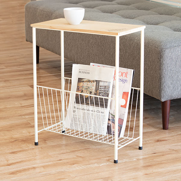楽天市場】サイドテーブル 高さ50cm マガジンラック 木製 スチール