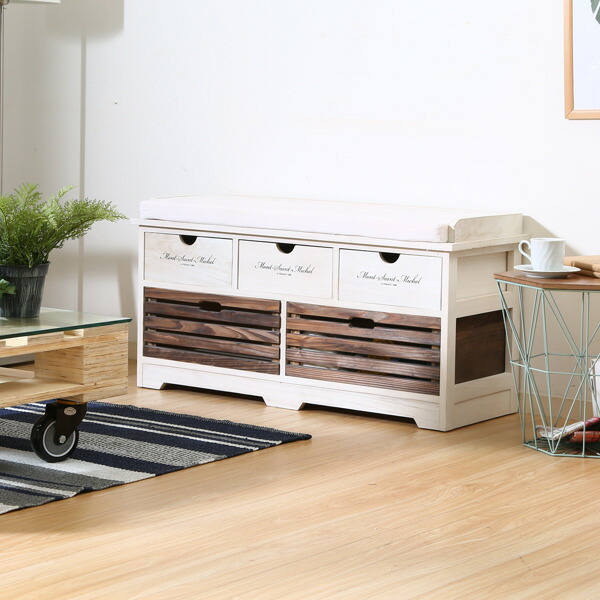 楽天市場】ベンチ 幅90cm 収納 アンティーク調 木製 桐 チェスト