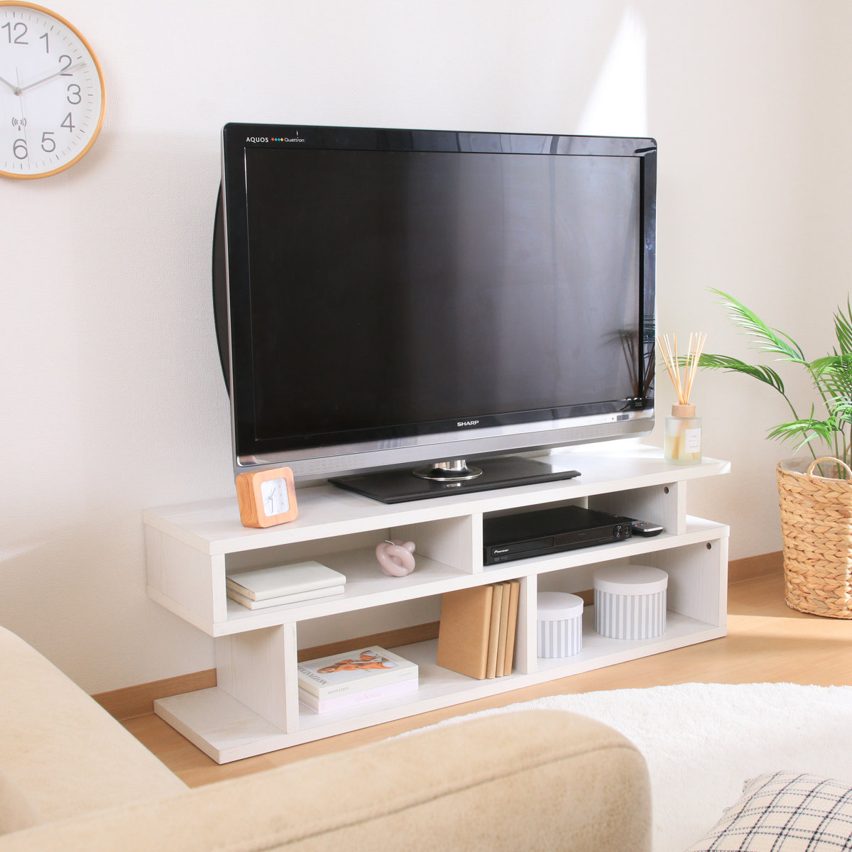 楽天市場】テレビ台 幅117.7cm S字型 シンプル 木製 （ TV台 TVボード