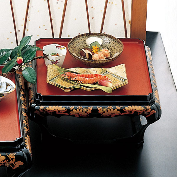 楽天市場】殿様膳 仁ノ膳 片面タイプ 足付 朱 干漆タタキ 松竹梅 お膳