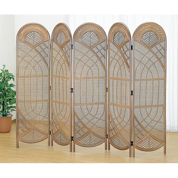 籐家具 ラタン 5連 パーテーション ブラインド 間仕切り 衝立 昭和