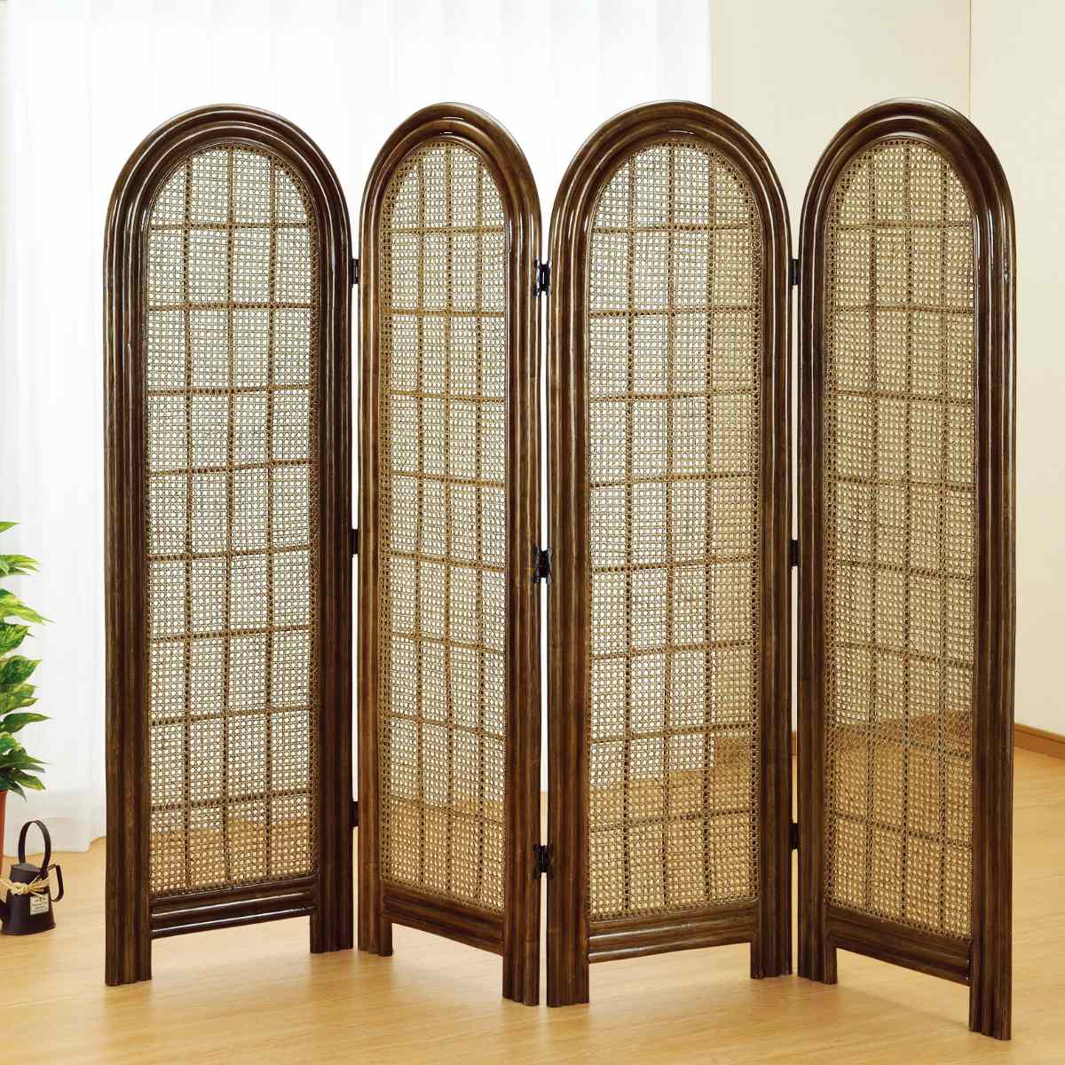楽天市場】衝立 4連 ラタン パーテーション 籐家具 高さ160cm