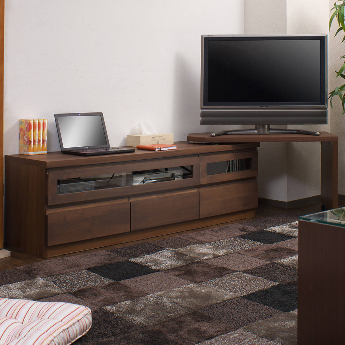 楽天市場】伸縮 テレビ台 回転盤付 アルダー前板 幅156〜215cm ダーク