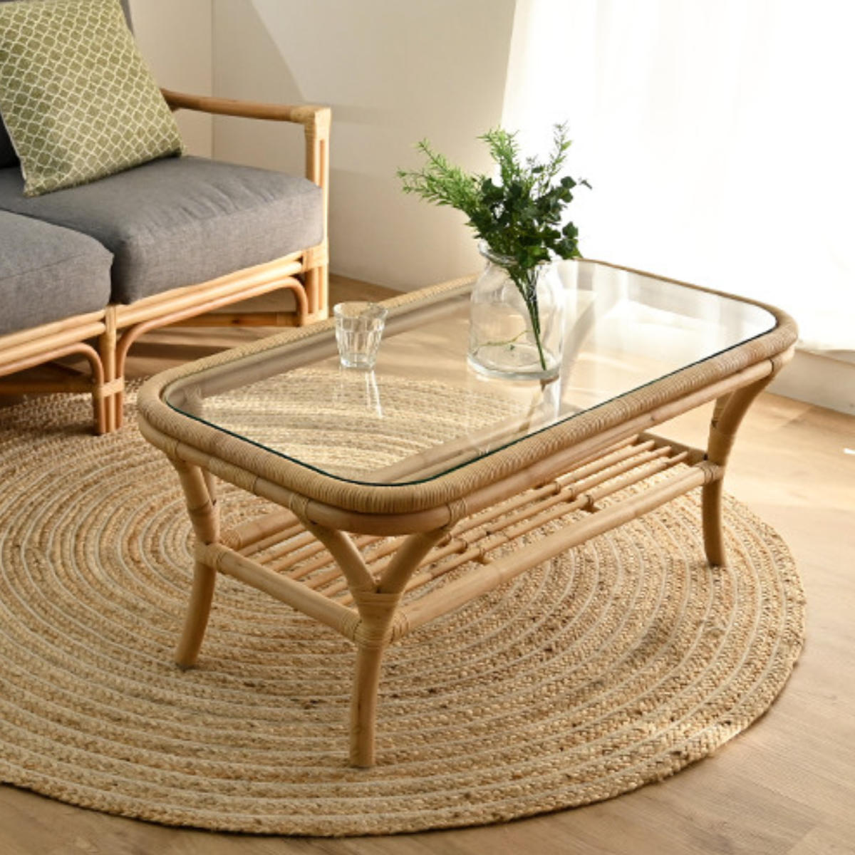 楽天市場】センターテーブル ラタン 幅100cm ガラス天板 完成品 Breeze