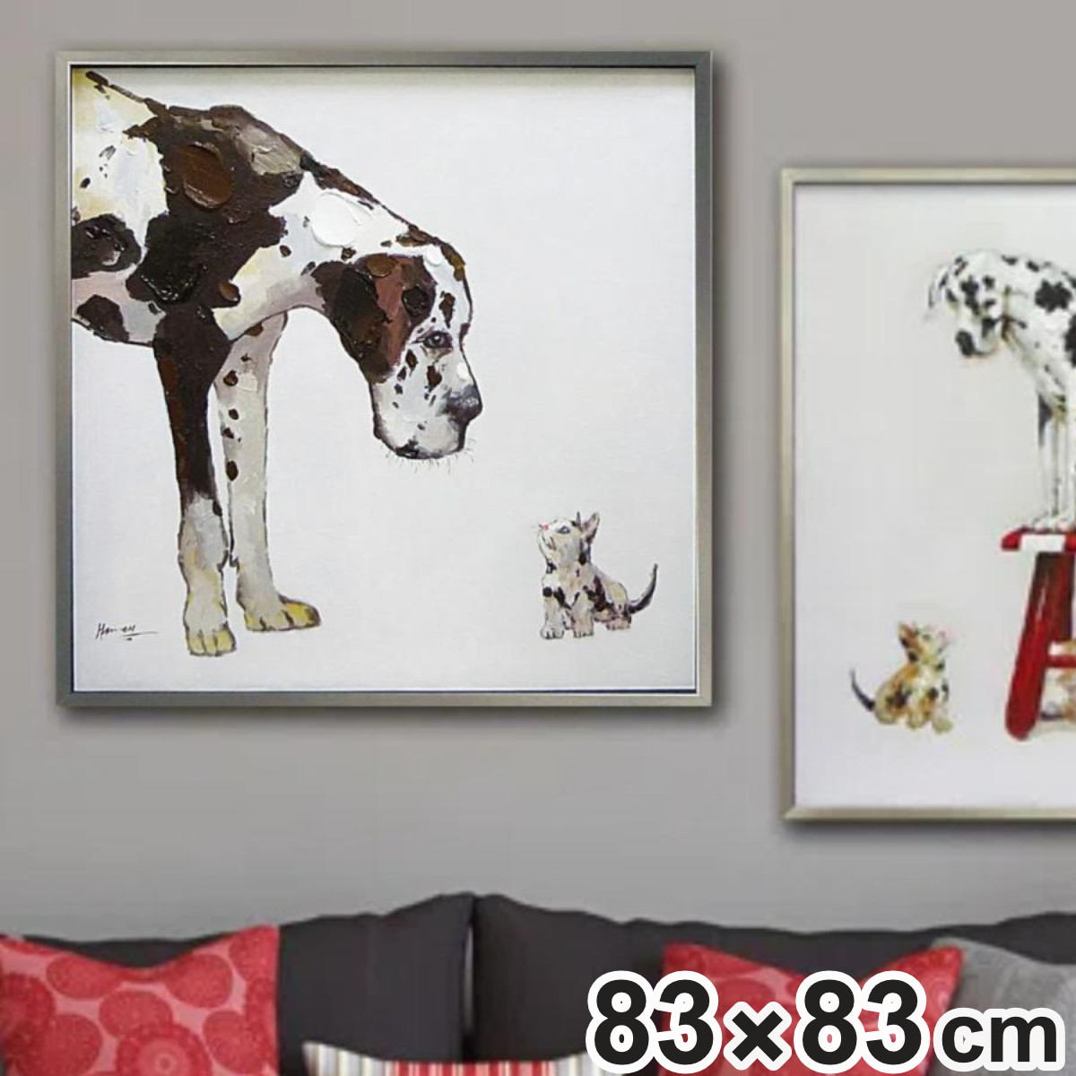 絵画 オイルペイントアート ベストフレンド 油絵 犬 猫 ダルメシアン