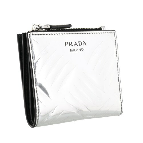 楽天市場】PRADA プラダ 二つ折り財布 コンパクト財布 メンズ シルバー