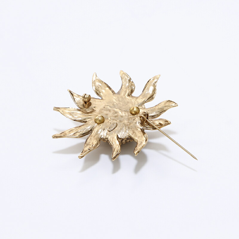 ヴィンテージ D'Orlan スターバーストブローチ 太陽 ストーン パール