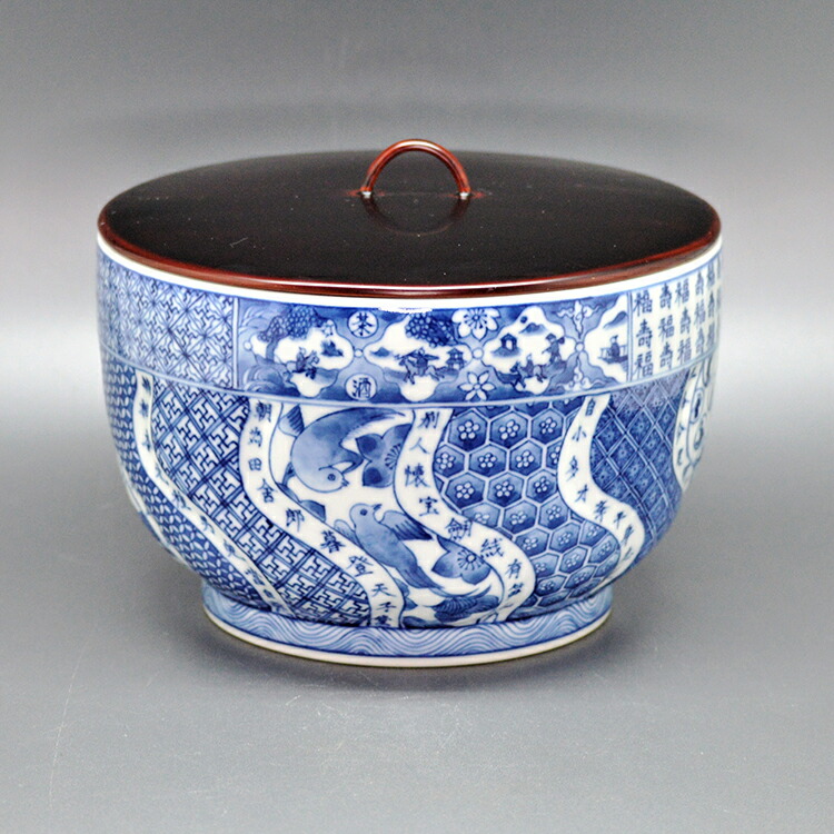 楽天市場】水指 祥瑞腰捻 祥瑞二閑人 染付葡萄棚 六角網代櫂文 景徳鎮