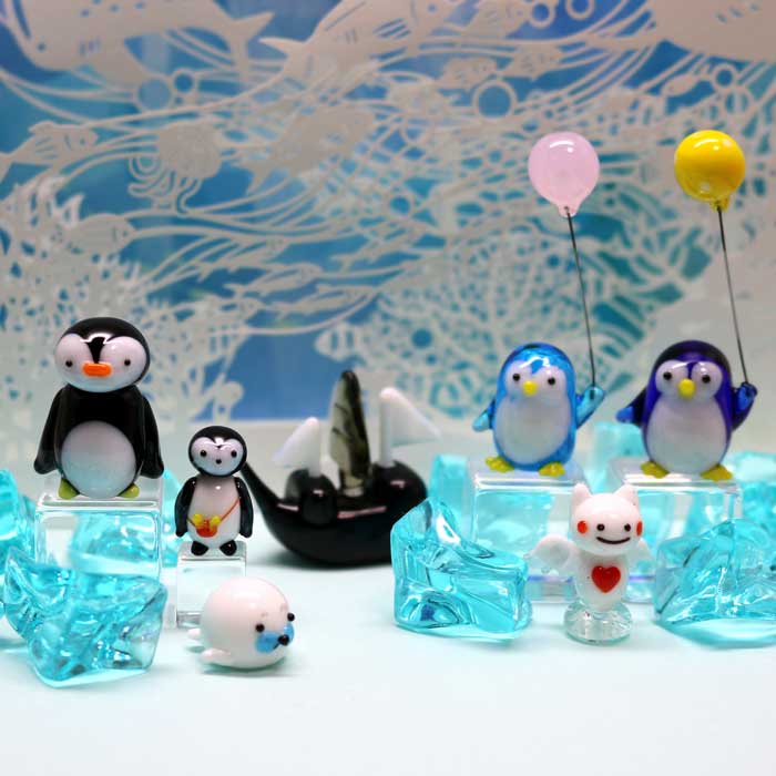 楽天市場】ガラス細工 お出掛けミニペンギン ペンギン ぺんぎん 海