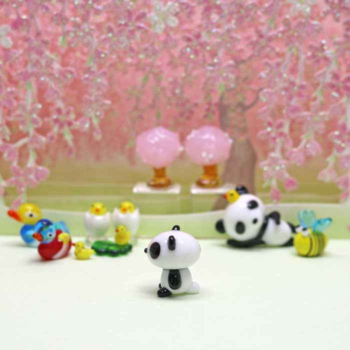 パンダ ガラス細工トレイ ガラス工芸品 レア品 【公式通販】