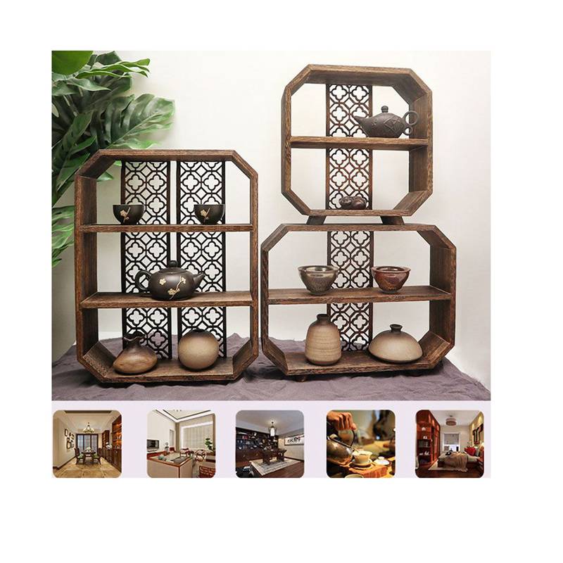 楽天市場】木製ラック ティーポット収納棚 透かし彫り ティーカップ