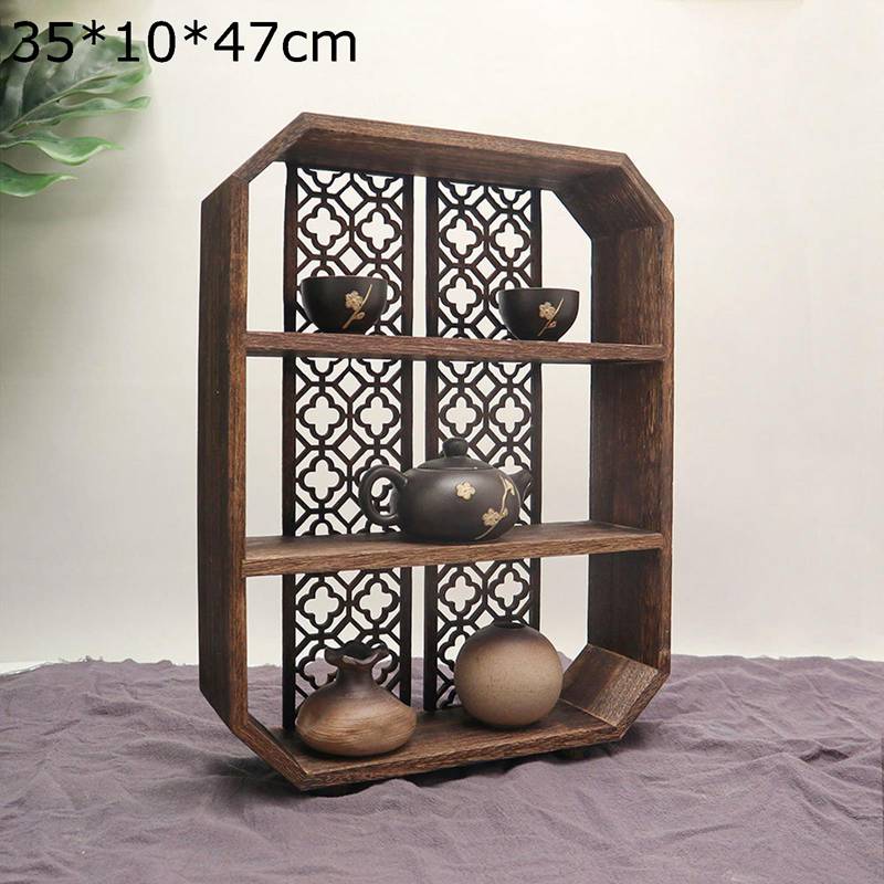楽天市場】木製ラック ティーポット収納棚 透かし彫り ティーカップ