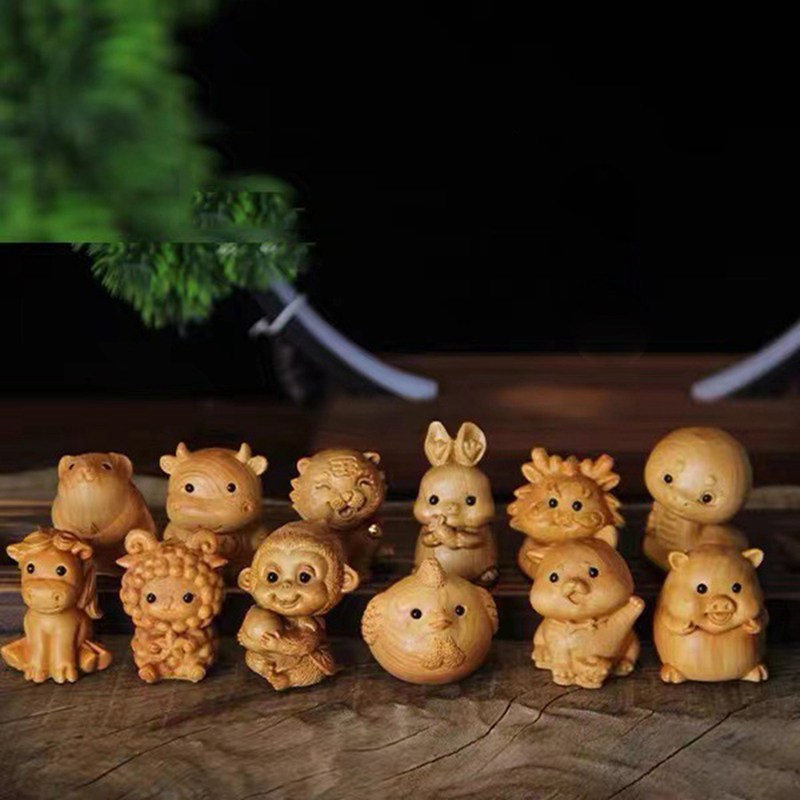 楽天市場】干支 木彫り 置物 十二支置物 セット 可愛い 開運グッズ