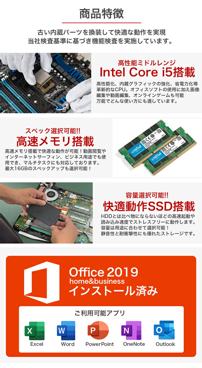 楽天市場】楽天1位 三冠獲得 ｜最大180日保証｜豪華特典付き｜Core i5