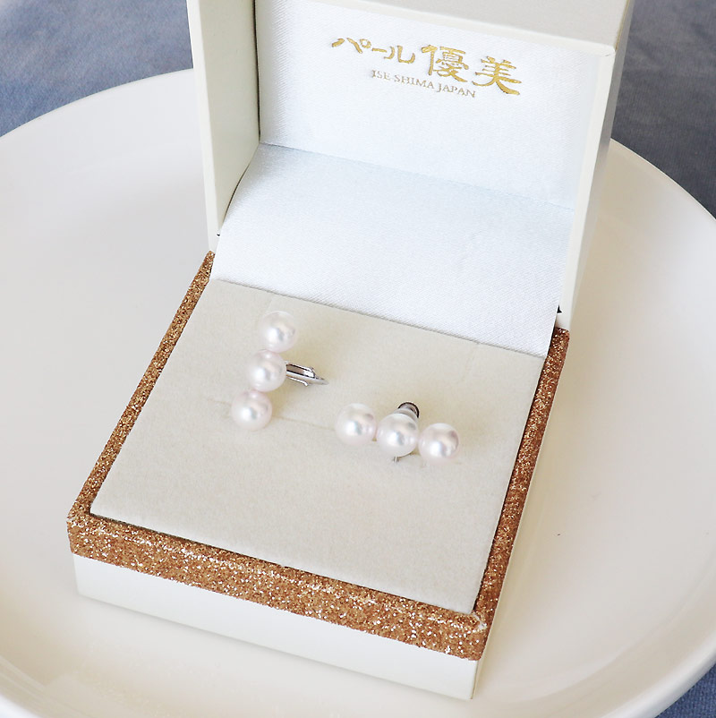 楽天市場】akoya アコヤ真珠ピアス 数粒ラインピアス 3粒 7-7.5mm海水
