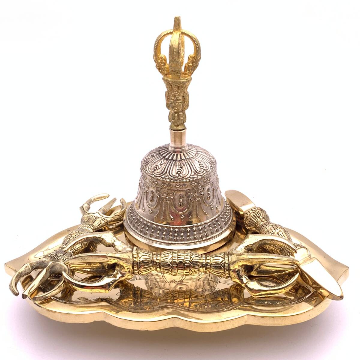 修縁堂】仏教法具 飛行鈴鈷杵盤五点です 金剛降魔法