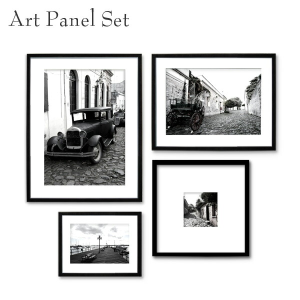 楽天市場】壁掛けセット おしゃれ 4枚 モノクロ フレーム付き 部屋飾り