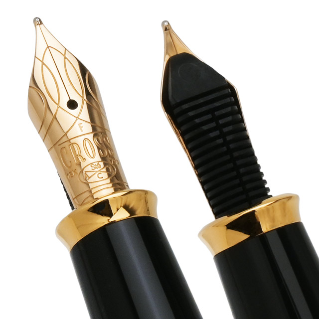 CROSS クロス タウンゼントブラックラッカー 18金ペンM万年筆 ネーム入