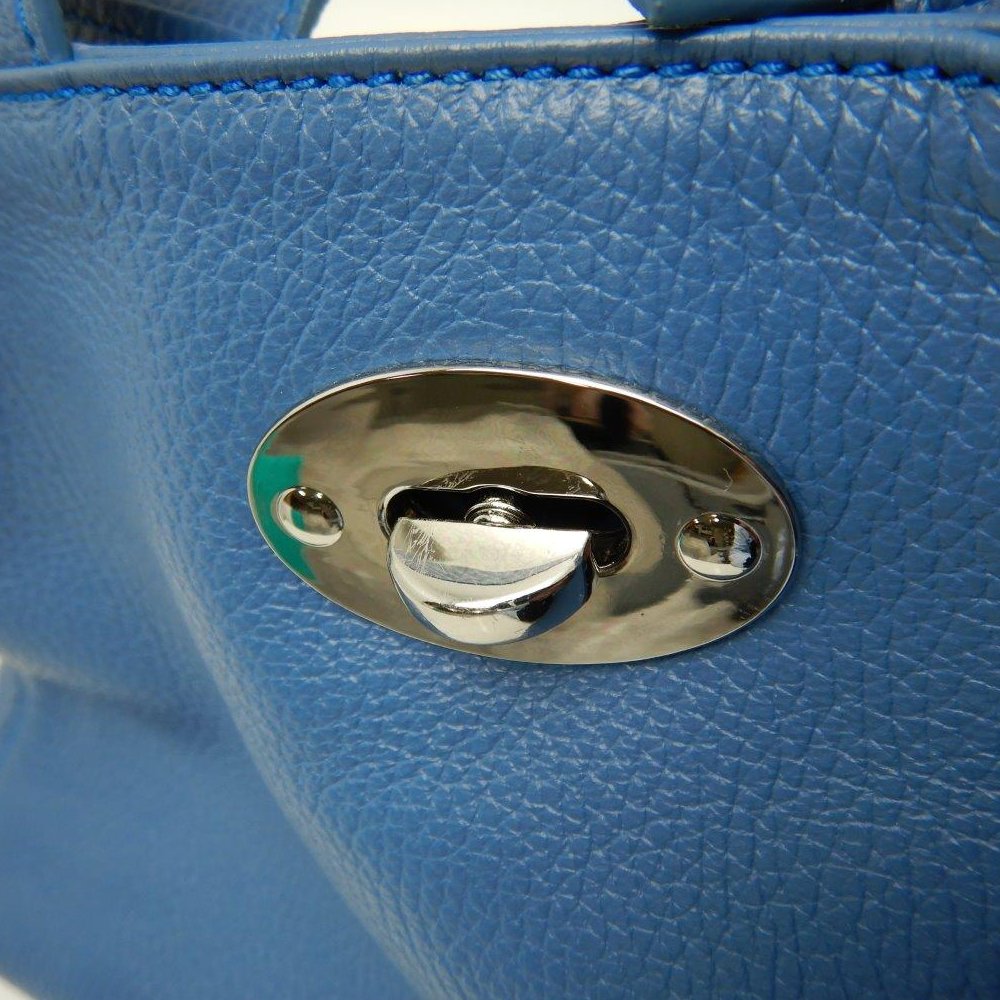 美品】 かねまつ メッシュ ショルダーバッグ ブルー 2way イタリア製