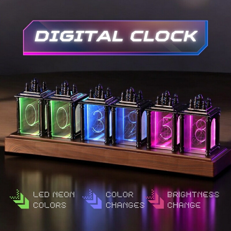 楽天市場】LED ニキシー管風 デジタル時計 置き時計 卓上時計 ネオン