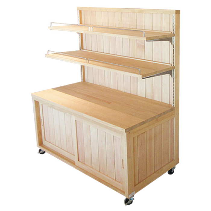 楽天市場】木製陳列棚 SWK-92 中央棚 移動式 棚2段 幅900mm 陳列棚