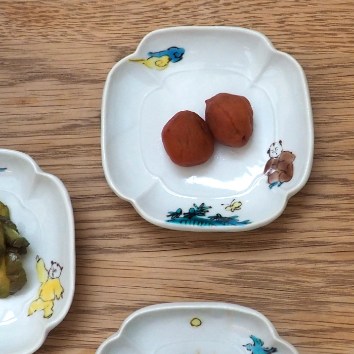 楽天市場】堀畑蘭 隅入豆皿 色絵唐子とちょうちょう / 九谷焼 堀畑蘭