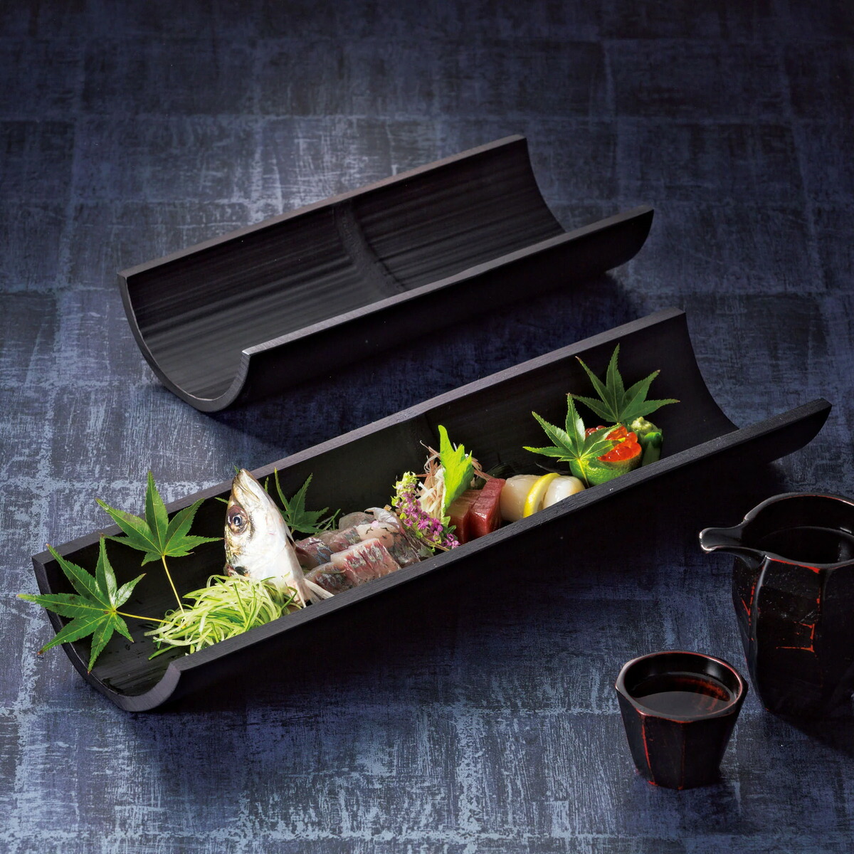 楽天市場】【取り寄せ商品】竹端材皿（黒塗ツヤ消し） 大 22579【竹 器