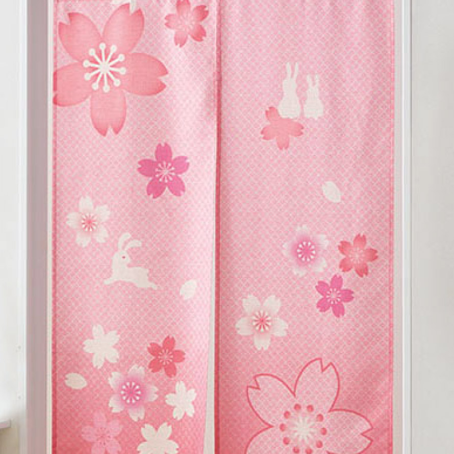 楽天市場】のれん 和風 ロング 桜 ピンク 85×175cm 突っ張り棒