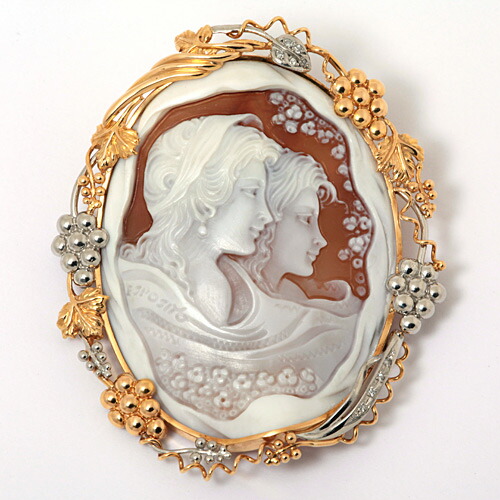 楽天市場】K18 プラチナ ダイヤモンド シェルカメオ ブローチ