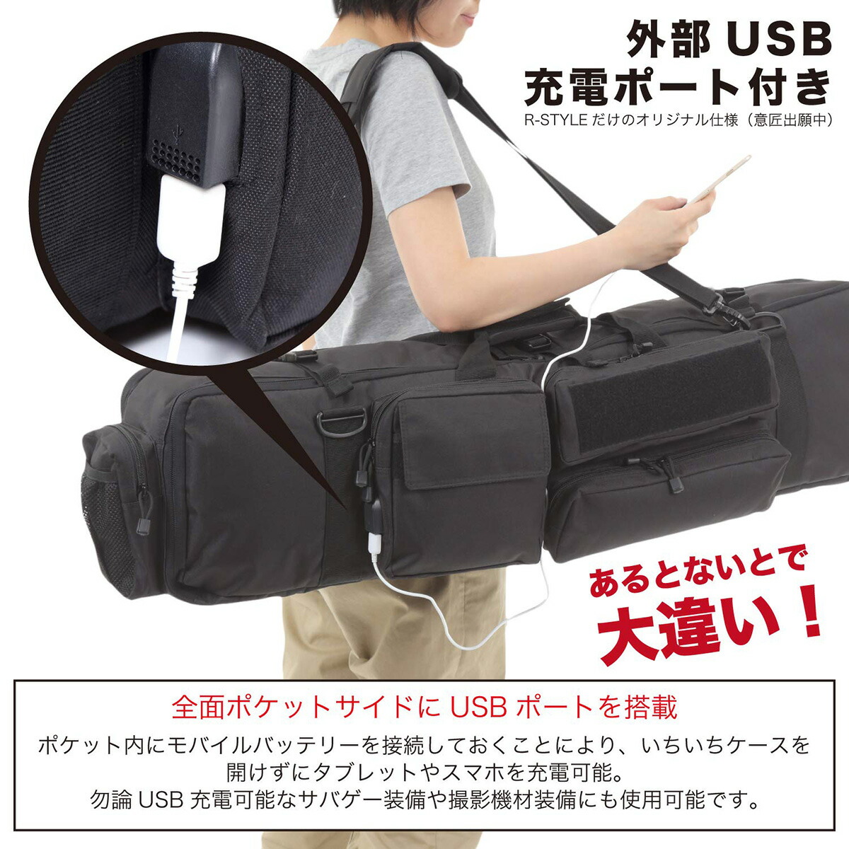 楽天市場】ライフル や 撮影機材運搬 に 外部USB端子付 トリプル