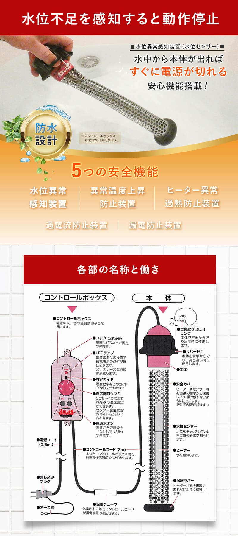 メーカー保証2026/3迄】（お風呂ヒーター）湯沸かし太郎【保証書・番号有】