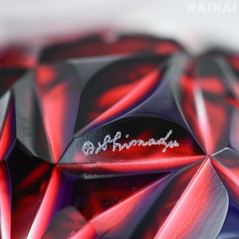 楽天市場】薩摩切子 二色猪口 大 cut206 二色衣 二色被せ ルリ金赤