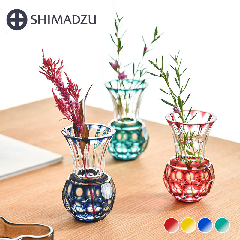 楽天市場】薩摩切子 花入れ 小 金赤 黄 藍 緑 創作 島津薩摩切子 薩摩