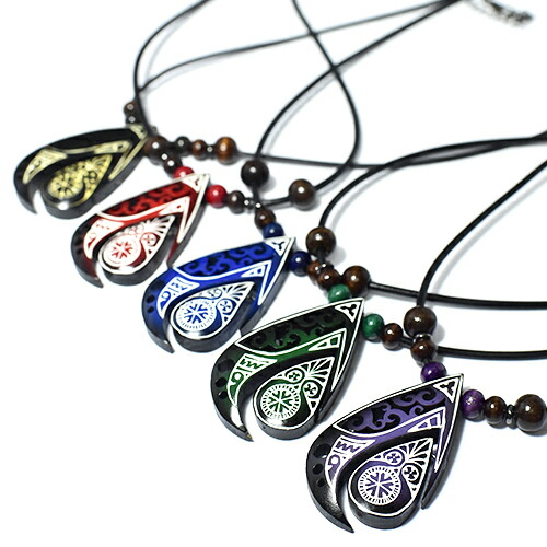 楽天市場】アイヌ紋様 エリマキ 彫刻 しずく ネックレス 5色 ウッド