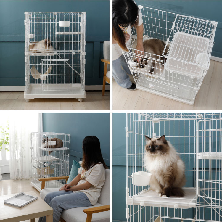 楽天市場】キャットゲージ 大型 2段 コンパクト ホワイト ハンモック