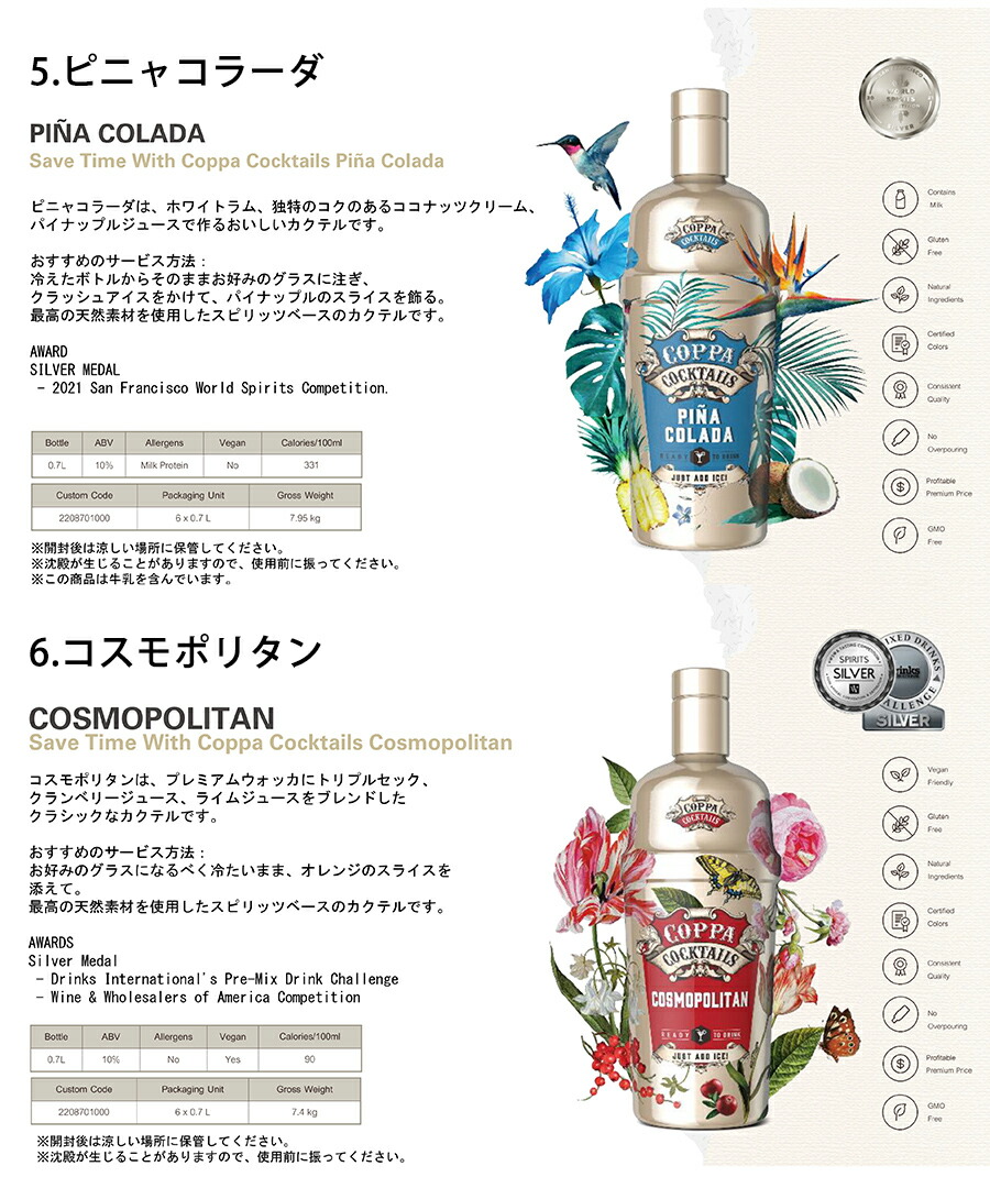 楽天市場】【コッパカクテル COPPA COCKTAILS 選べる 3本 飲み比べ