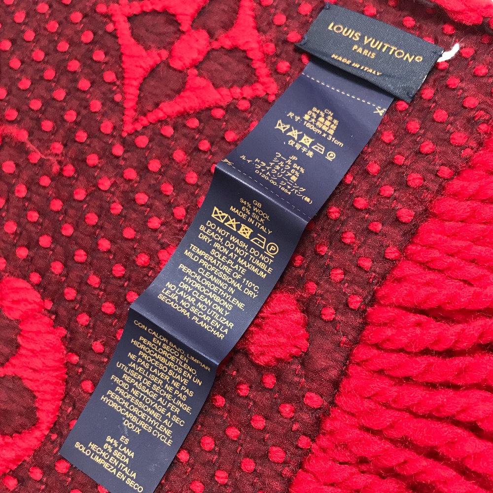 ルイヴィトン エシャルプロゴマニア マフラー シルク ウール 赤M72432