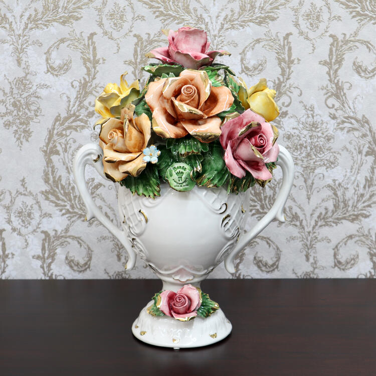 イタリア製/NOVE ITALY TOLIO”80◇陶器製 特大 花台&プランター◇白い