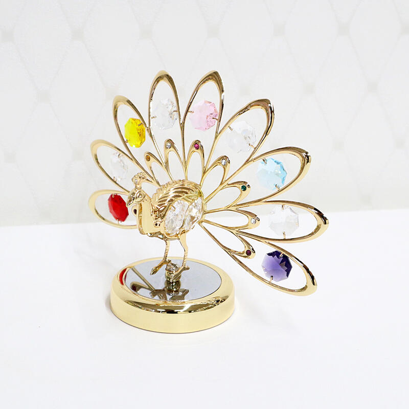 インテリア 孔雀 ガラス 置物 縁起物 クジャク ガラス細工 1点限り