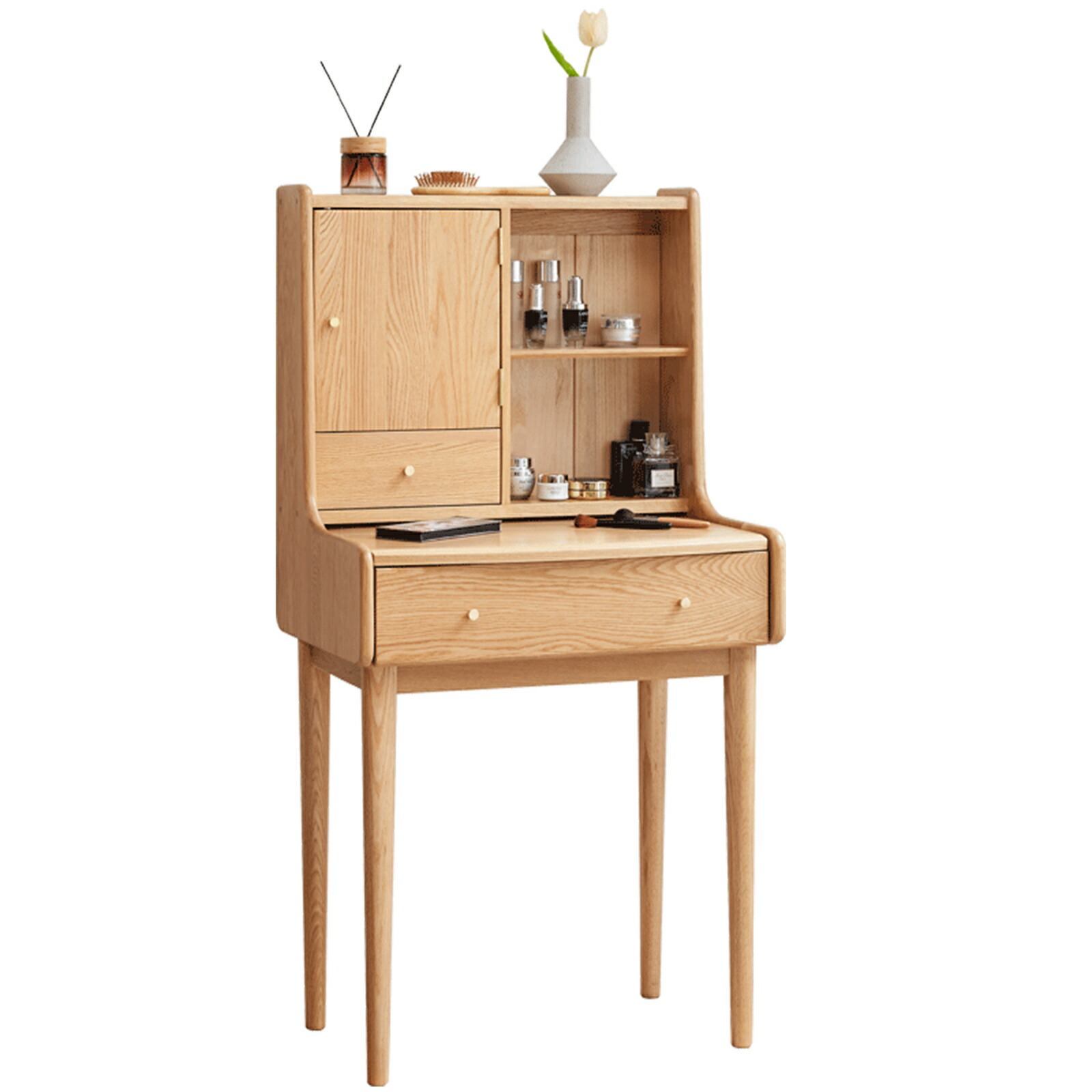 クラシカル タモ材 ドレッサー 鏡台 カット台 ミラー デスク サロン